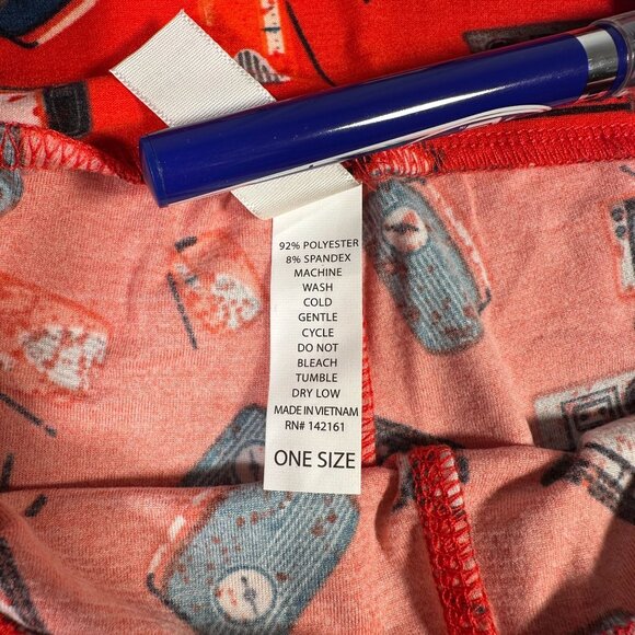 LuLaRoe Vintage Boombox Radio TV Cassette Player RED 80's Leggings One Size OS - Picture 4 of 6
